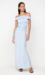ETERNITY OFF SHOULDER MAXI - DUSTY BLUE