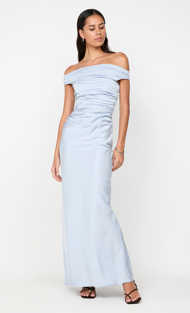 ETERNITY OFF SHOULDER MAXI - DUSTY BLUE