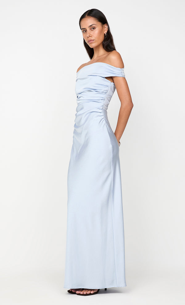 ETERNITY OFF SHOULDER MAXI - DUSTY BLUE