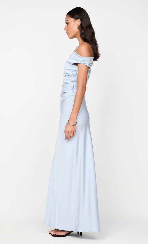 ETERNITY OFF SHOULDER MAXI - DUSTY BLUE