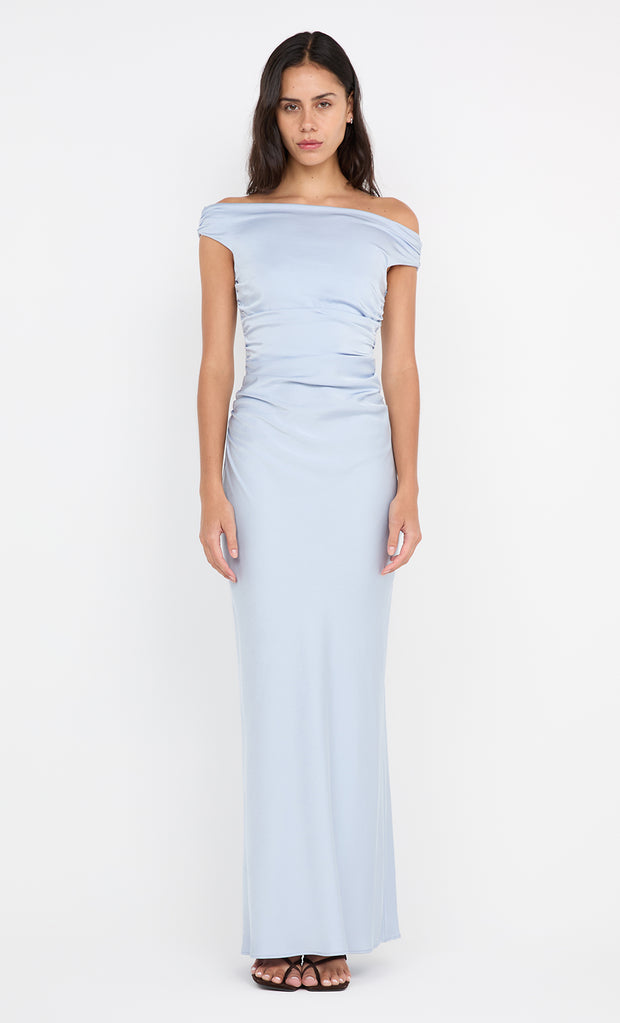 ETERNITY OFF SHOULDER MAXI - DUSTY BLUE