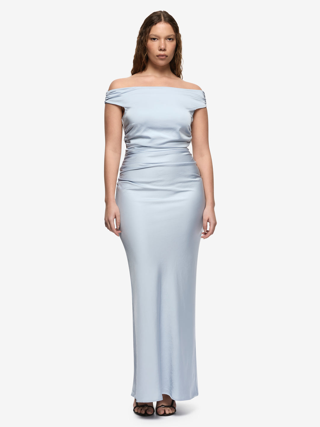 ETERNITY OFF SHOULDER MAXI - DUSTY BLUE