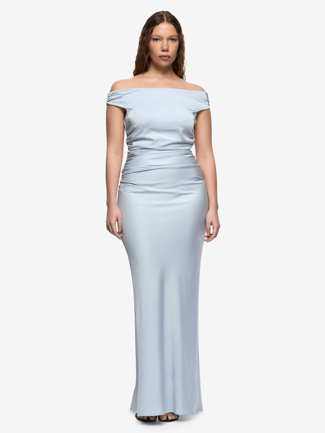 ETERNITY OFF SHOULDER MAXI - DUSTY BLUE