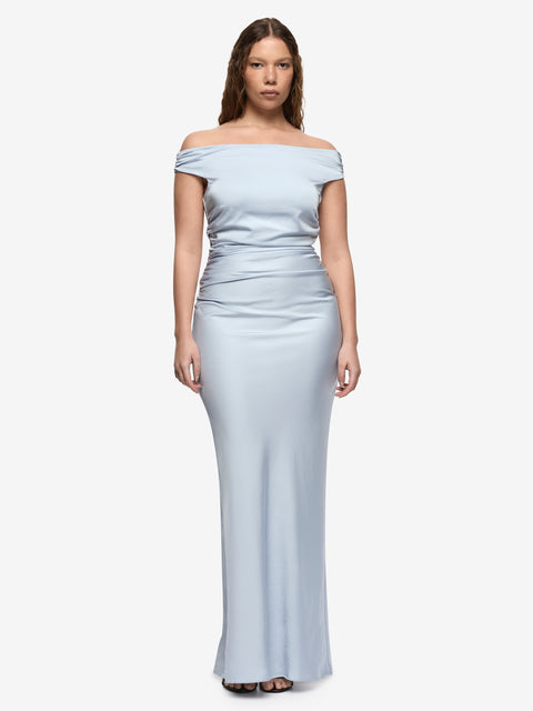ETERNITY OFF SHOULDER MAXI - DUSTY BLUE