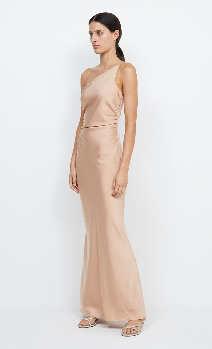 ETERNITY ASYM MAXI DRESS - ROSE GOLD