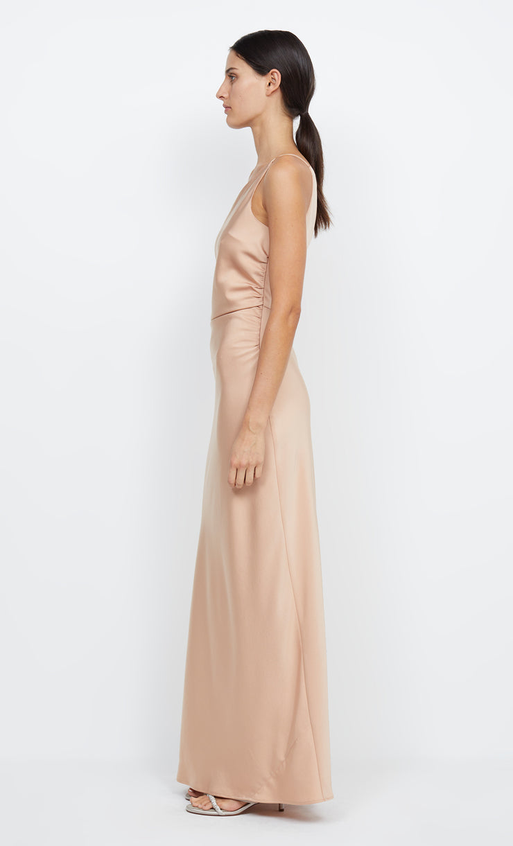 ETERNITY ASYM MAXI DRESS - ROSE GOLD