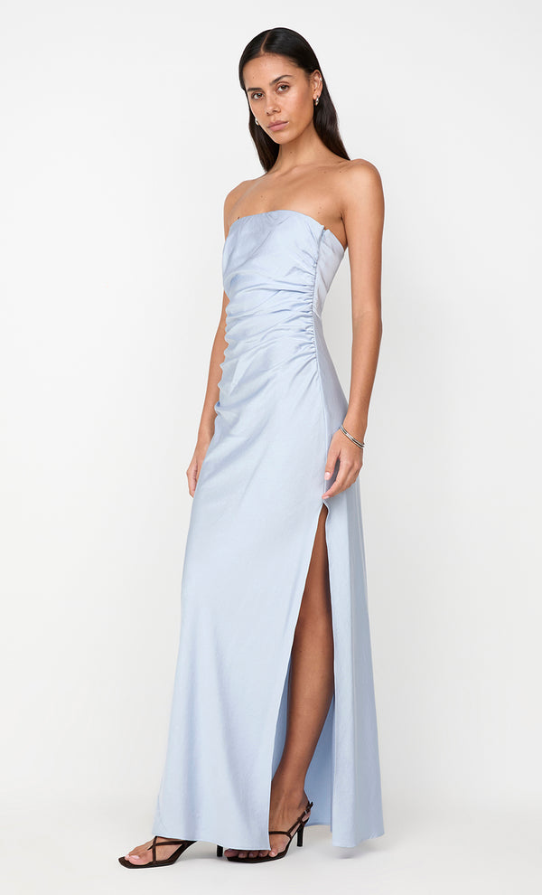 ETERNITY STRAPLESS MAXI DRESS - DUSTY BLUE