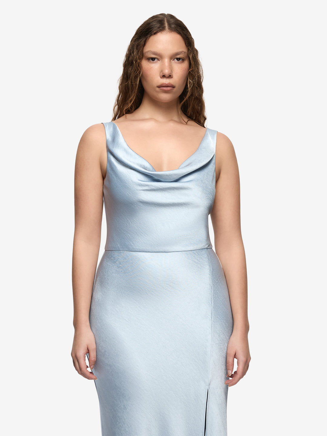 AUSTEN COWL NECK MAXI DRESS - DUSTY BLUE