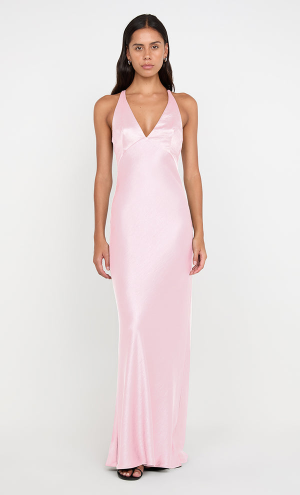 THE DREAMER V NECK DRESS - POWDER PINK