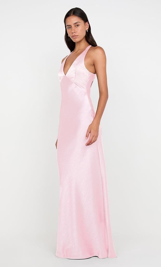 THE DREAMER V NECK DRESS - POWDER PINK