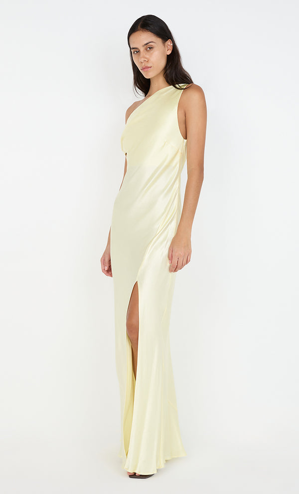 SOL ASYM DRESS - ICE YELLOW