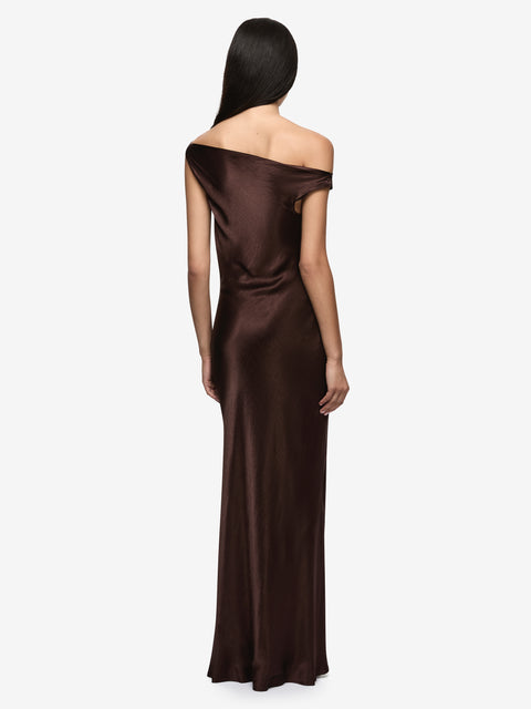 SOL ASYM DRESS - DARK CHOCOLATE