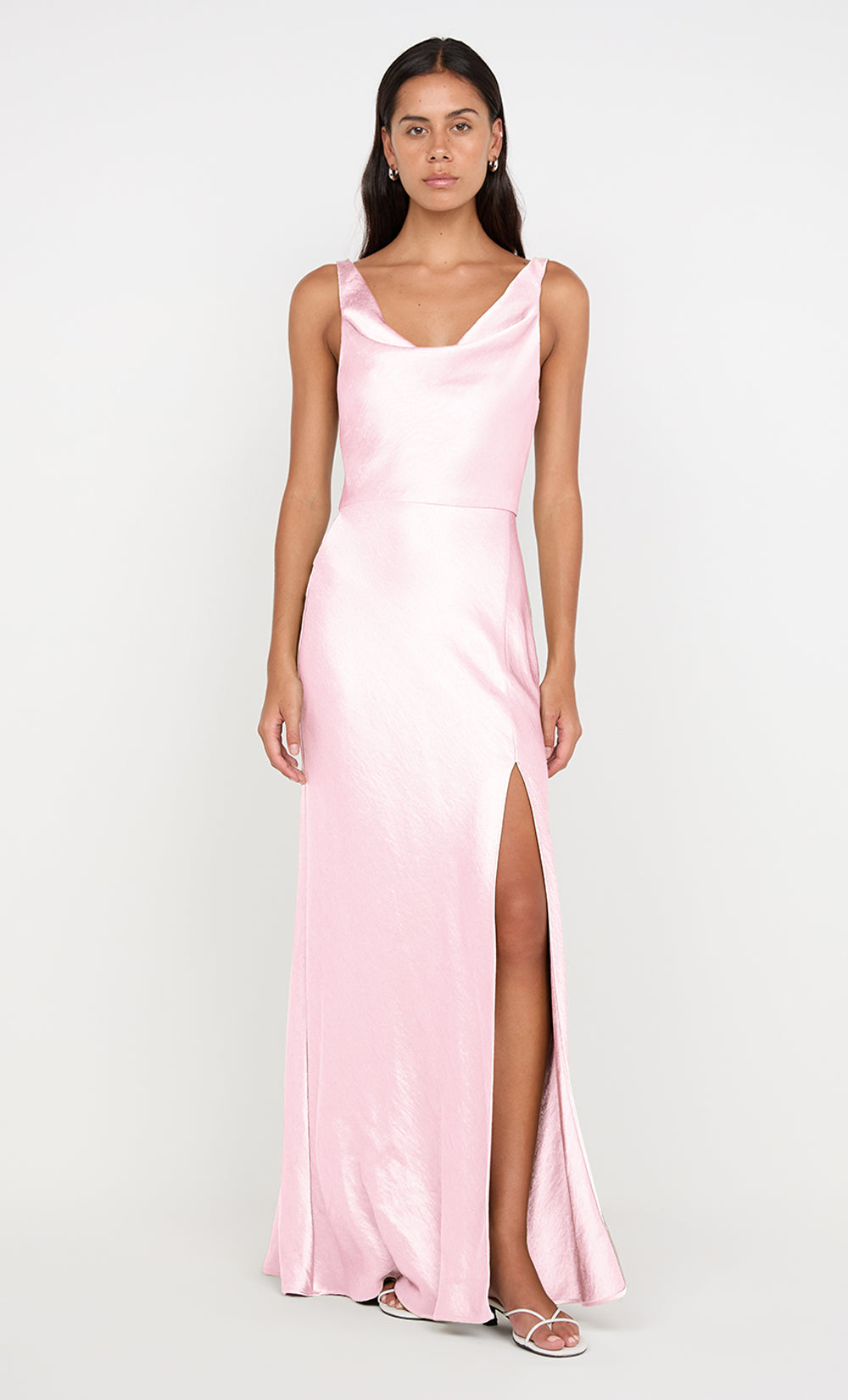 AUSTEN COWL NECK MAXI DRESS - POWDER PINK