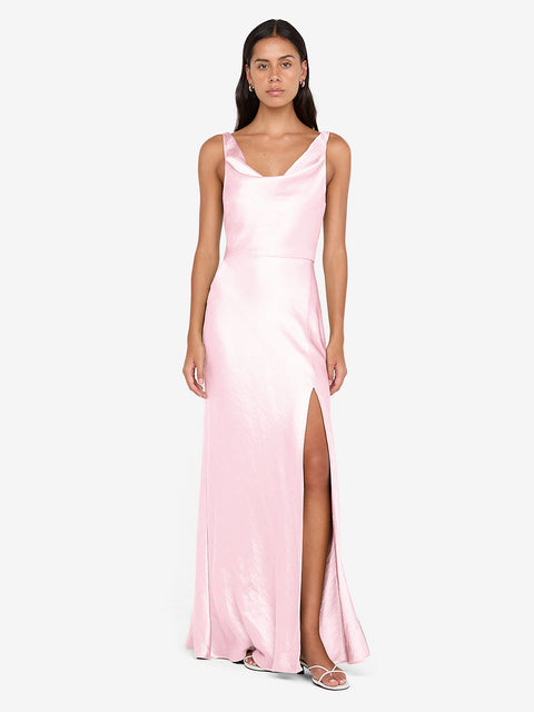 AUSTEN COWL NECK MAXI DRESS - POWDER PINK