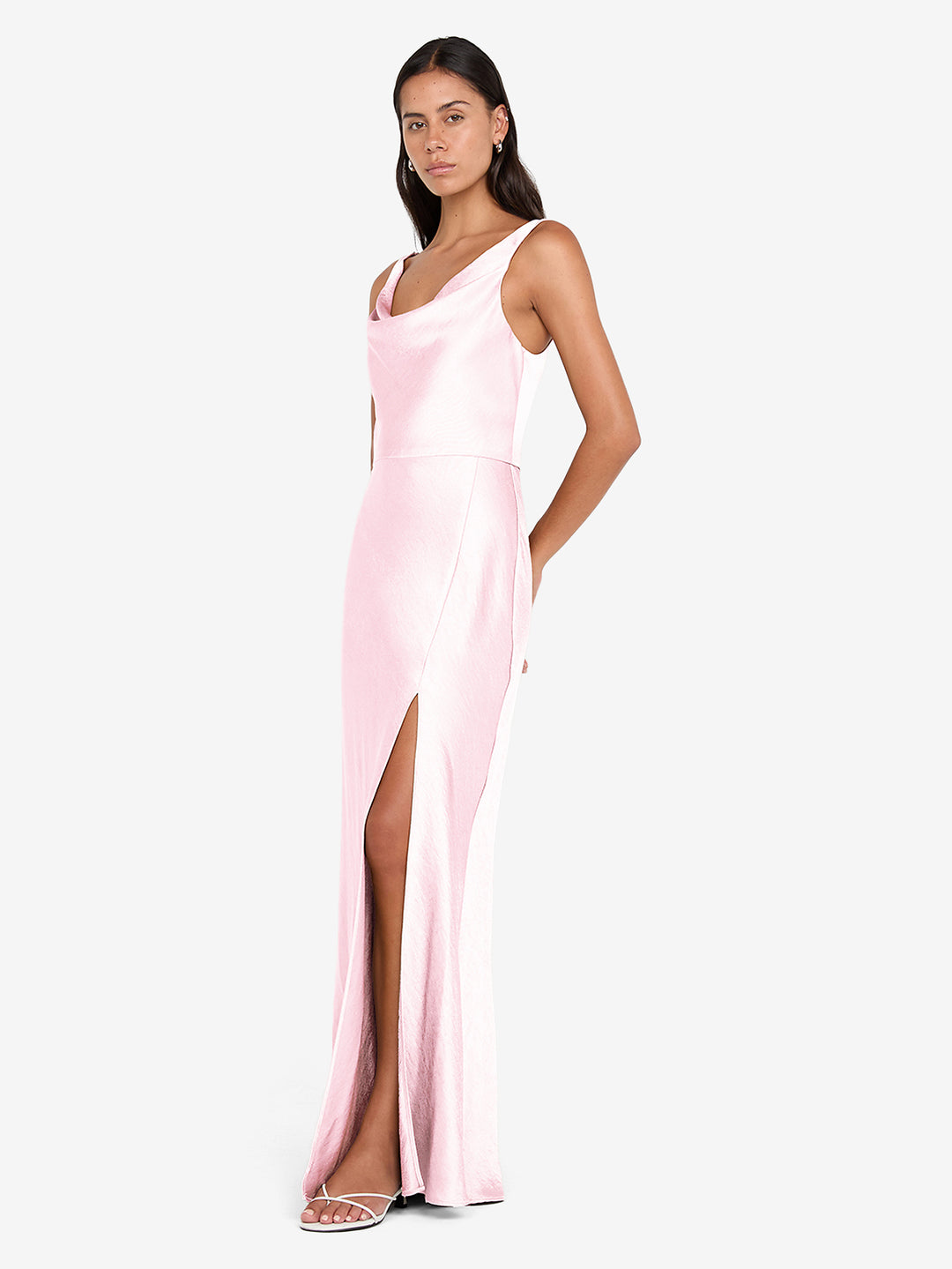 AUSTEN COWL NECK MAXI DRESS - POWDER PINK