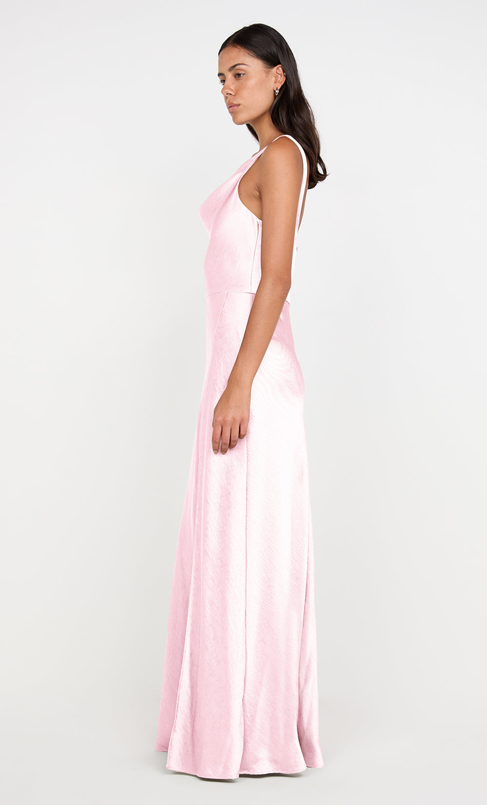 pink cowl neck maxi dress Floor Length Gown for Wedding Guest in Pink Floral Embroidered Maxi