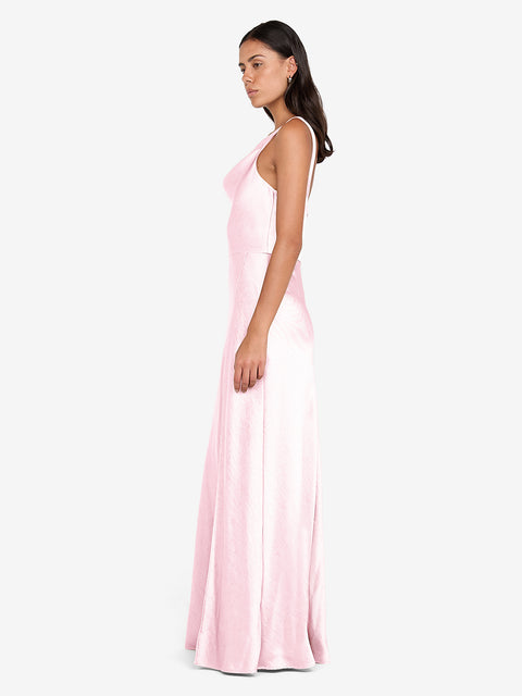 AUSTEN COWL NECK MAXI DRESS - POWDER PINK