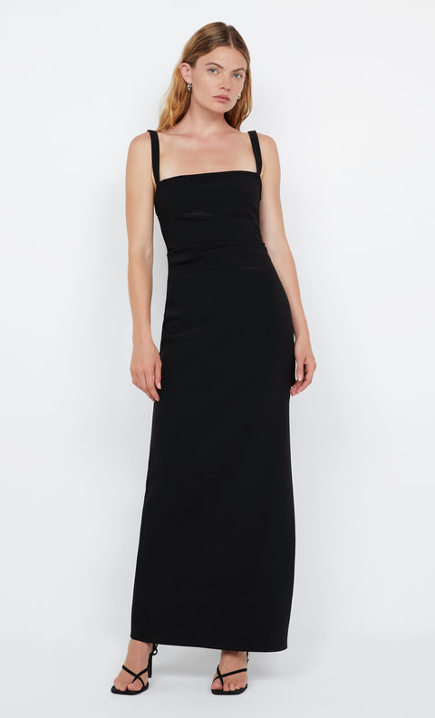 LEORA TUCK MAXI DRESS - BLACK