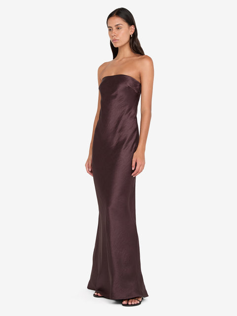 AUSTEN STRAPLESS MAXI DRESS - DARK CHOCOLATE