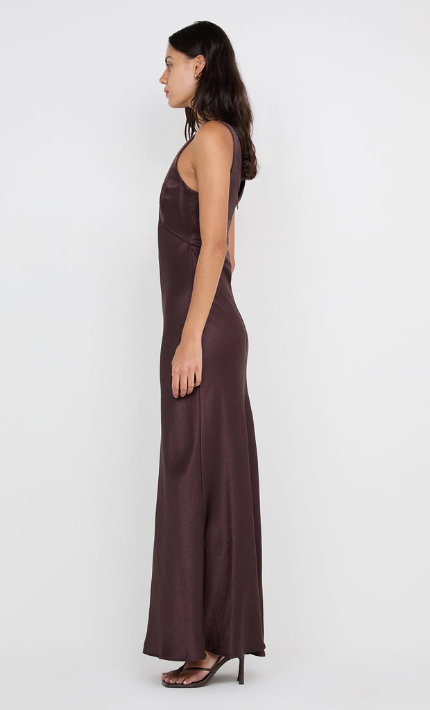 AUSTEN V NECK MAXI DRESS - DARK CHOCOLATE