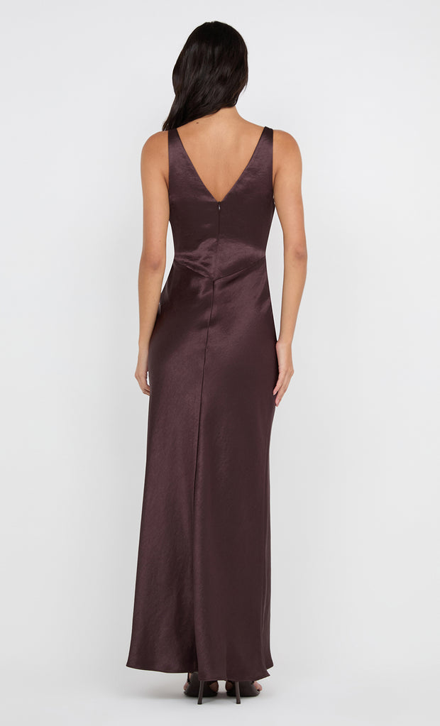 AUSTEN V NECK MAXI DRESS - DARK CHOCOLATE