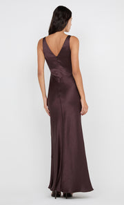 AUSTEN V NECK MAXI DRESS - DARK CHOCOLATE