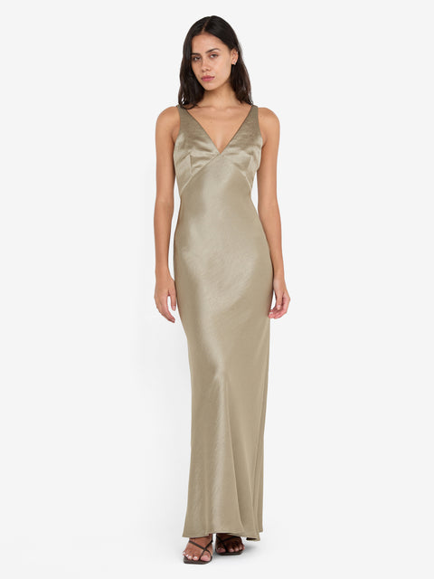 AUSTEN V NECK MAXI DRESS - SAGE
