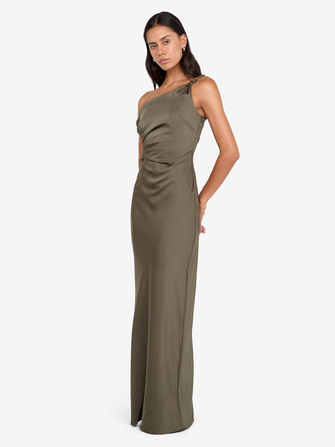 LUNETTA TWIST STRAP DRESS - DARK WILLOW