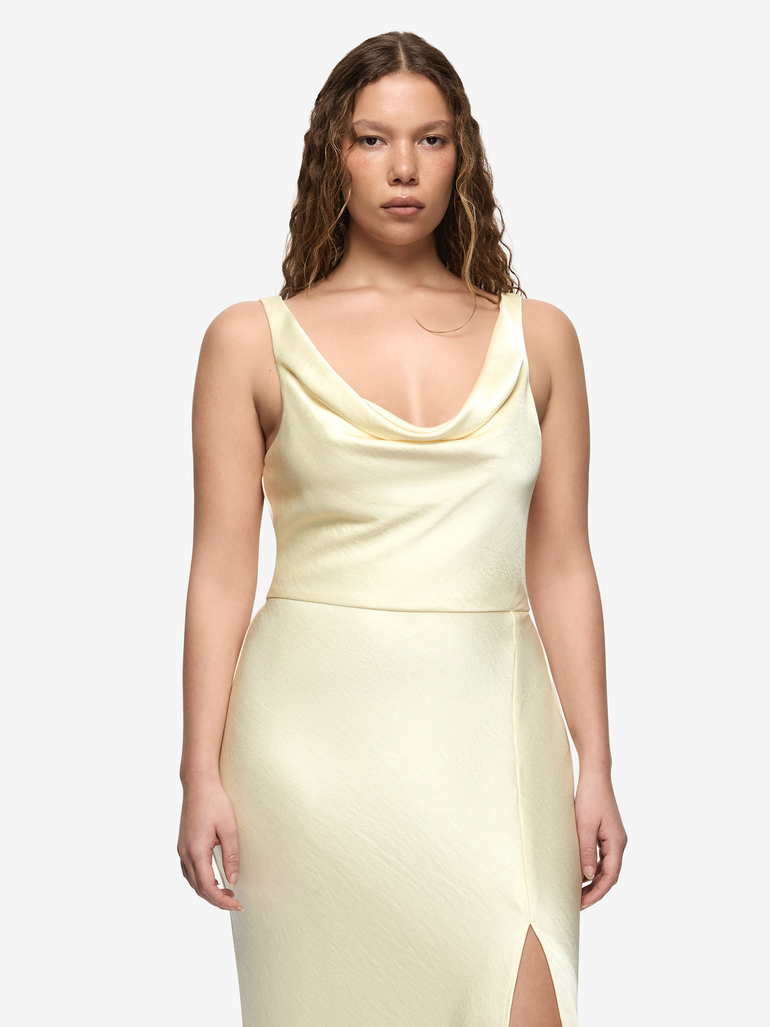 AUSTEN COWL NECK MAXI DRESS - ICE YELLOW