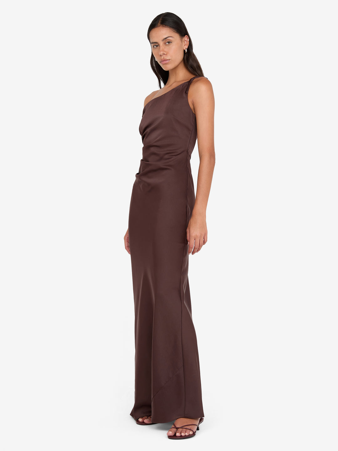 LUNETTA TWIST STRAP DRESS - DARK CHOCOLATE