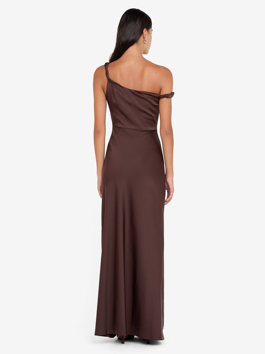 LUNETTA TWIST STRAP DRESS - DARK CHOCOLATE