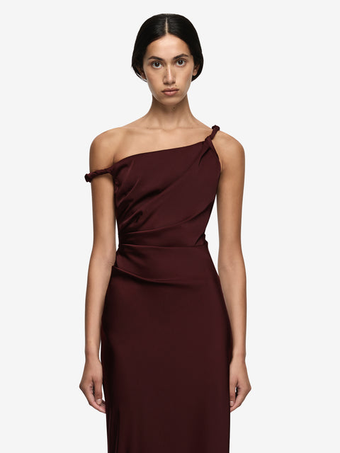 LUNETTA TWIST STRAP DRESS - PLUM