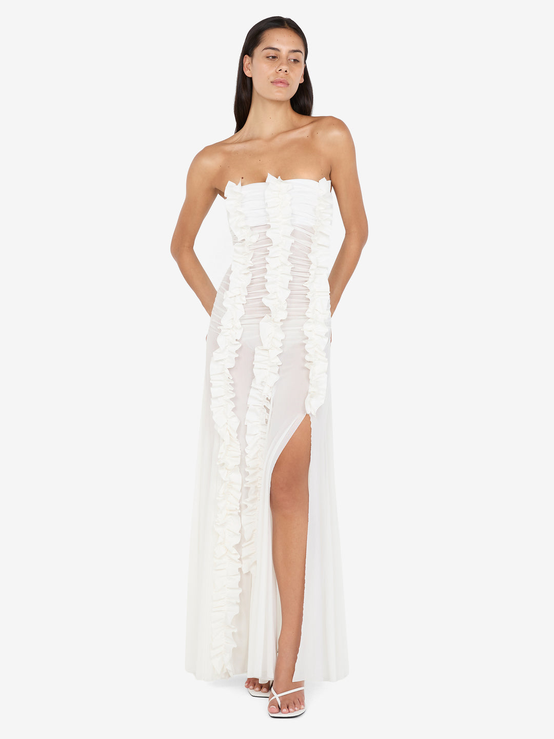 VIOLA RUFFLE GOWN - IVORY