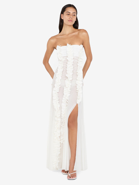 VIOLA RUFFLE GOWN - IVORY