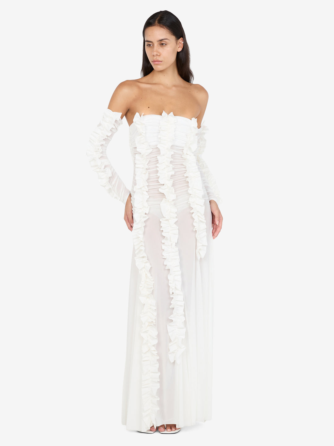 VIOLA RUFFLE GOWN - IVORY