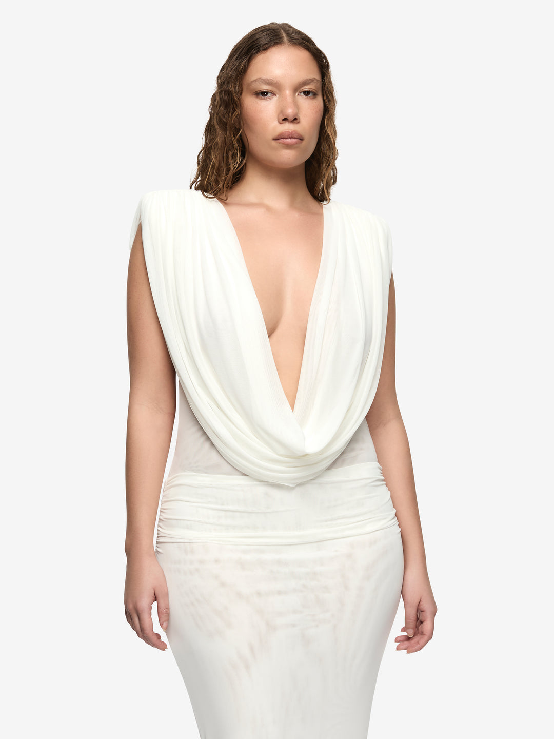 ARIANNA COWL NECK MAXI DRESS - IVORY