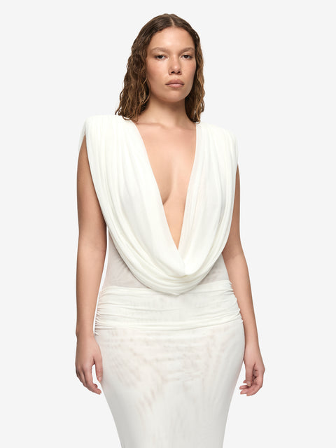 ARIANNA COWL NECK MAXI DRESS - IVORY