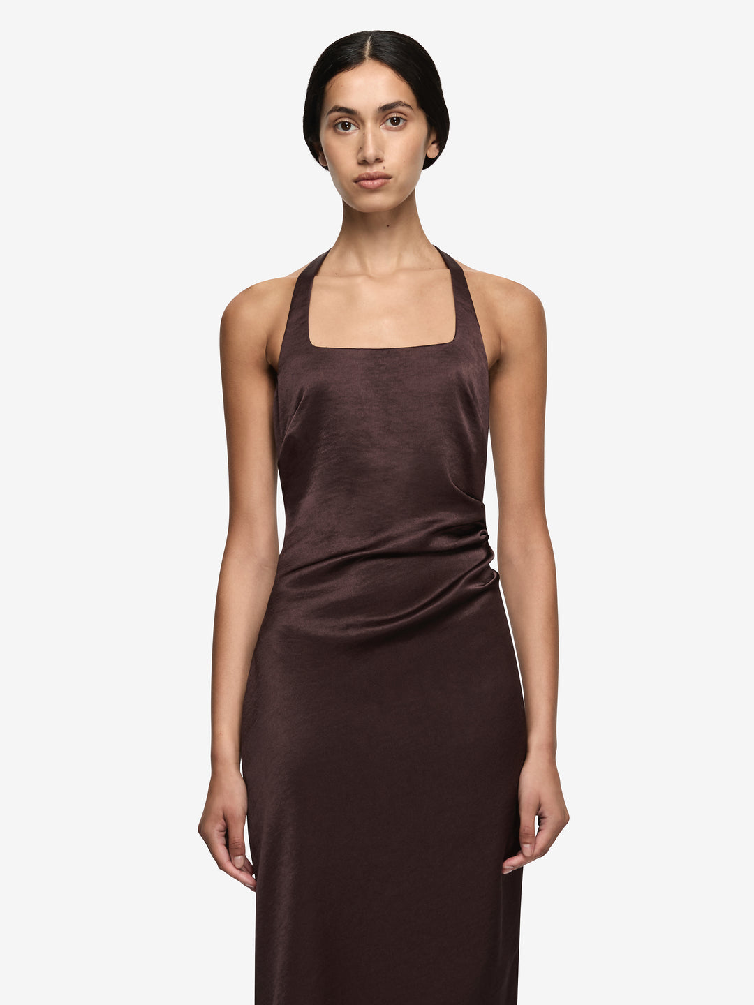 MELODY HALTER MAXI DRESS - DARK CHOCOLATE
