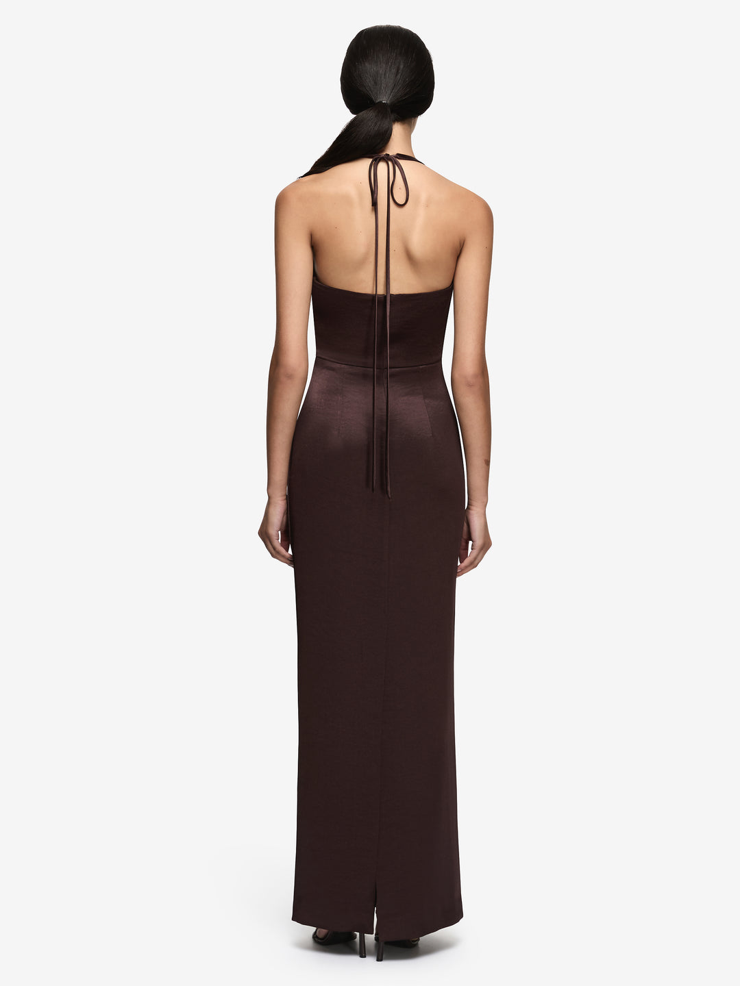 MELODY HALTER MAXI DRESS - DARK CHOCOLATE