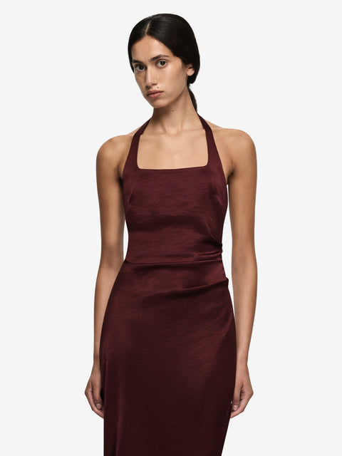 MELODY HALTER MAXI DRESS - PLUM