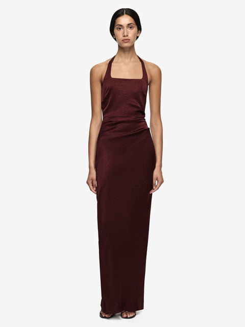 MELODY HALTER MAXI DRESS - PLUM