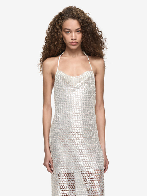 PERLA HALTER MAXI DRESS - PEARL