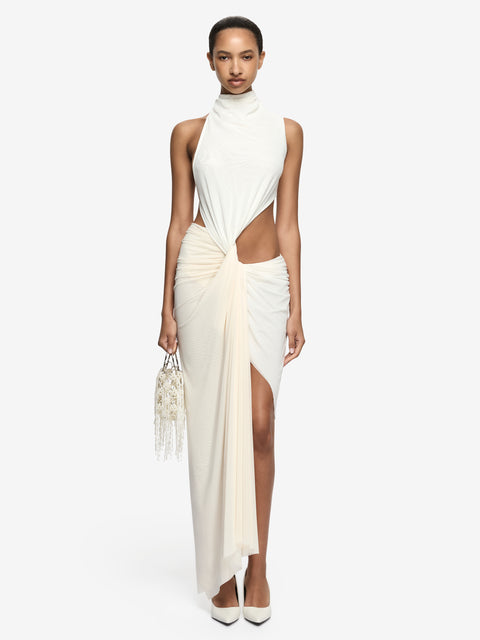 VALLETTA ASYM DRESS - IVORY/BUTTERCREAM