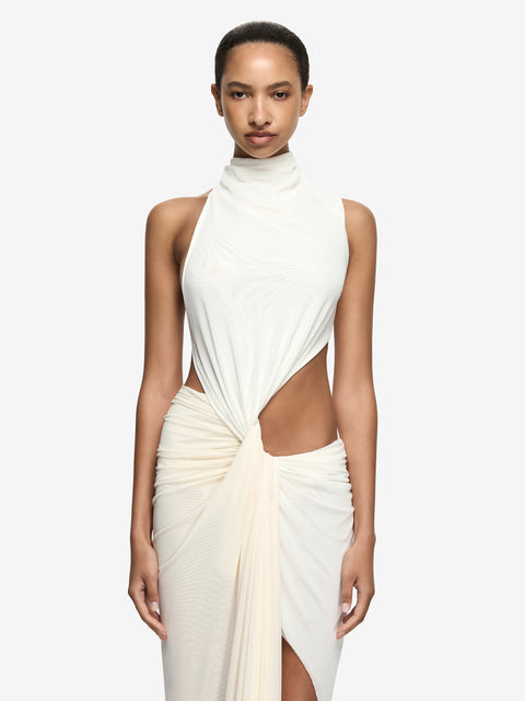 VALLETTA ASYM DRESS - IVORY/BUTTERCREAM