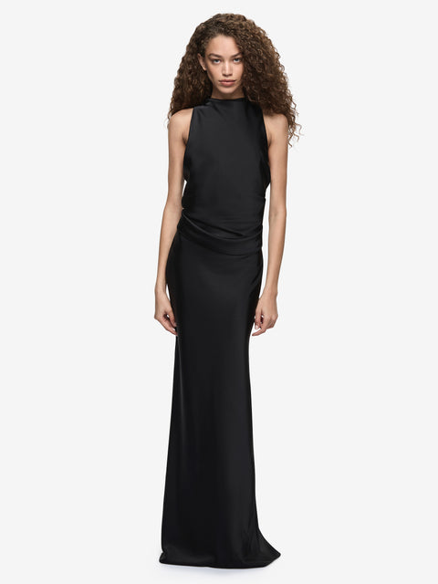 DAKOTA COWL NECK MAXI DRESS - BLACK