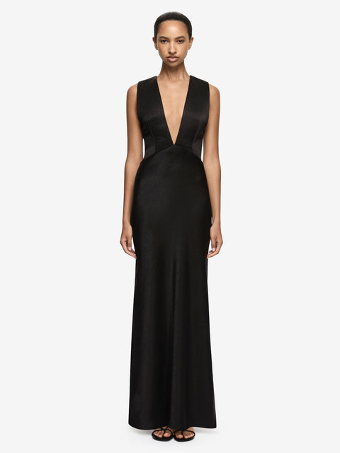 MELODY V MAXI DRESS  - BLACK