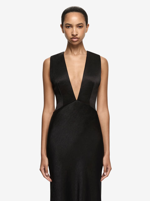 MELODY V MAXI DRESS  - BLACK