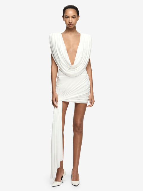 ARIANNA COWL MINI DRESS - IVORY