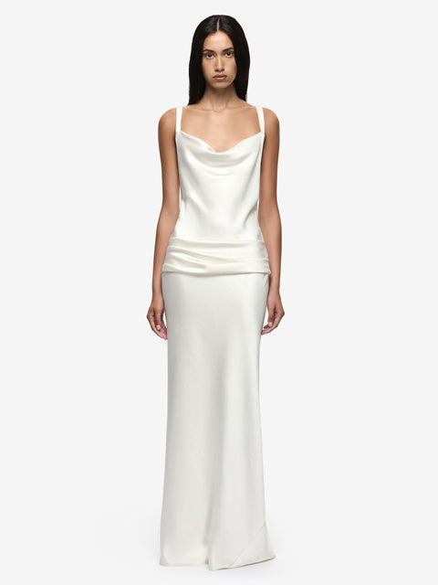 MELODY COWL NECK MAXI DRESS - IVORY