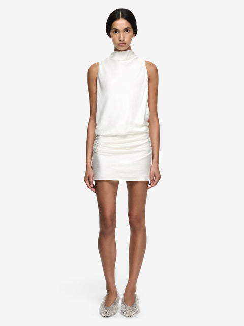EYRE HIGH NECK MINI DRESS - IVORY
